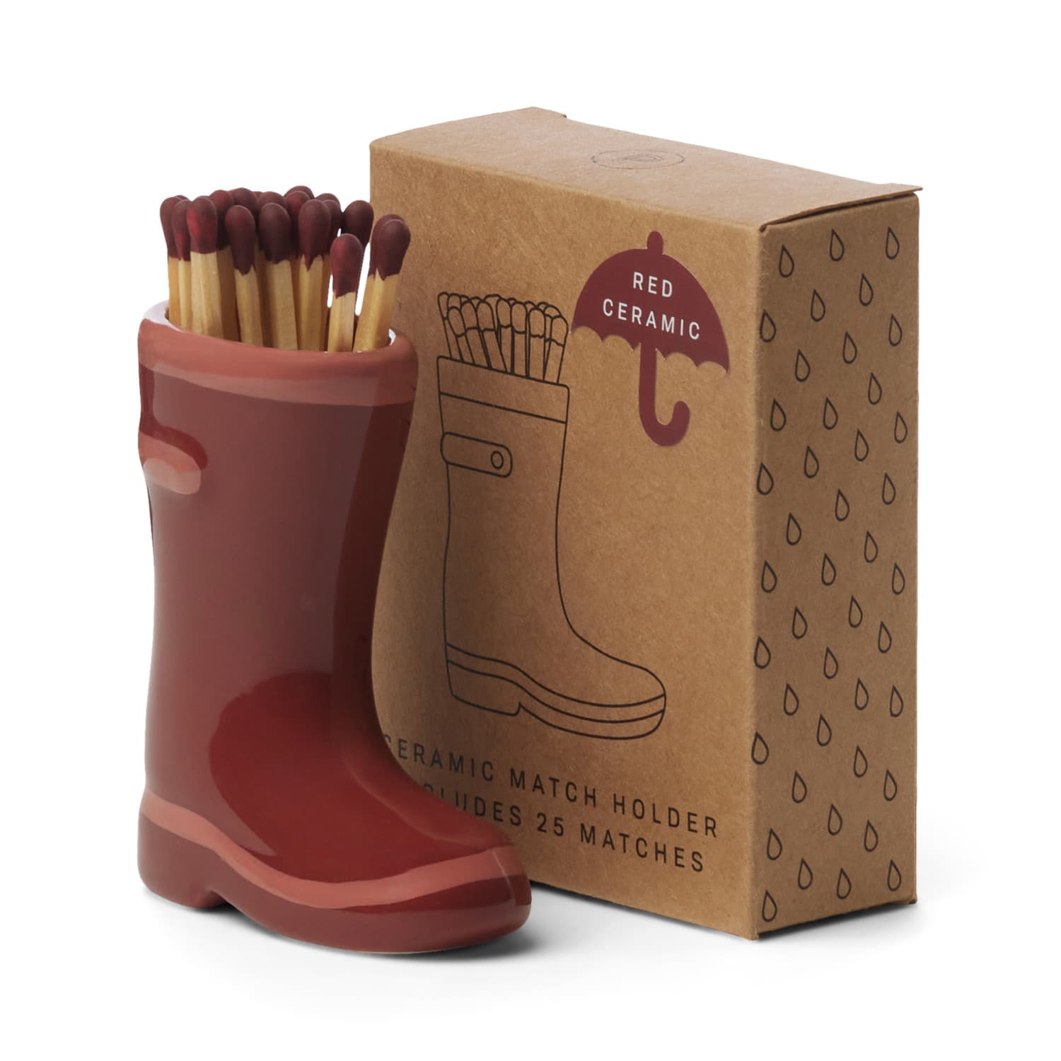 Zapałki w stojaku ceramicznym Wellington Boot (25 szt.) Paddywax